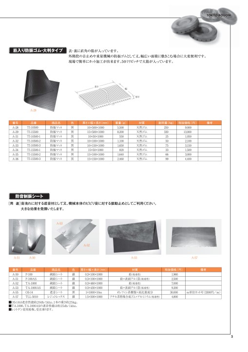 TOKYO BOUON ゴム素材・防音素材カタログ